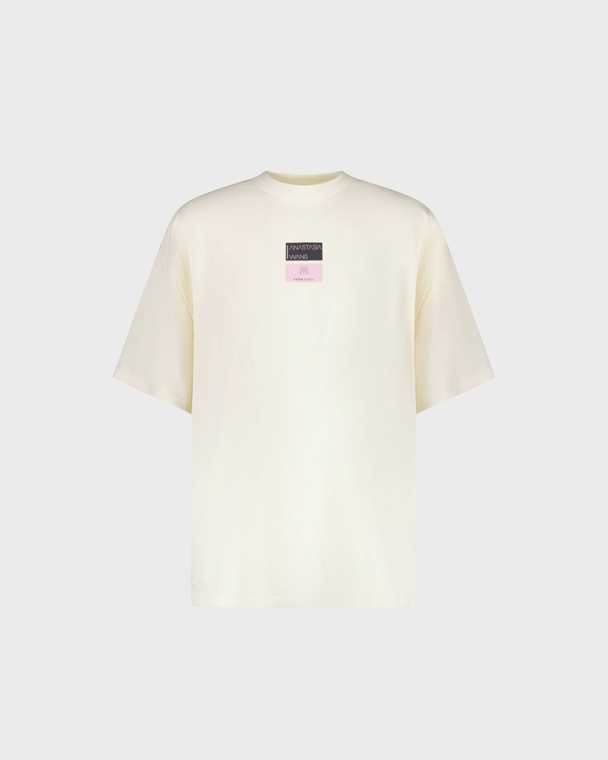 T-Shirt blanc Collection Anastasia Wang en rose nomade